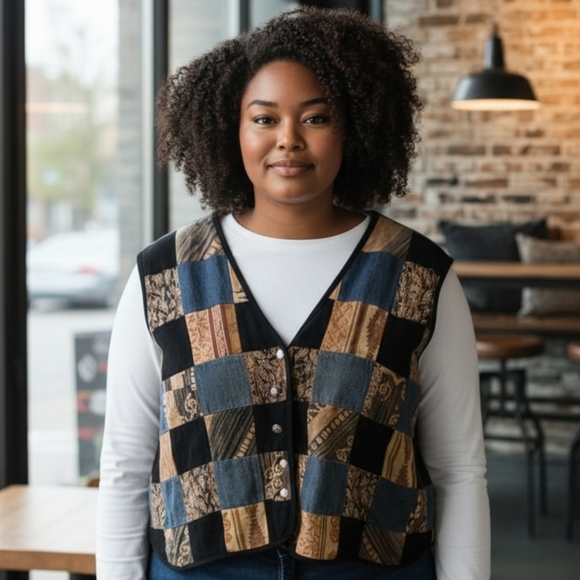 Stonebridge Jackets & Blazers - Elegant Patchwork Vest - Black and Blue